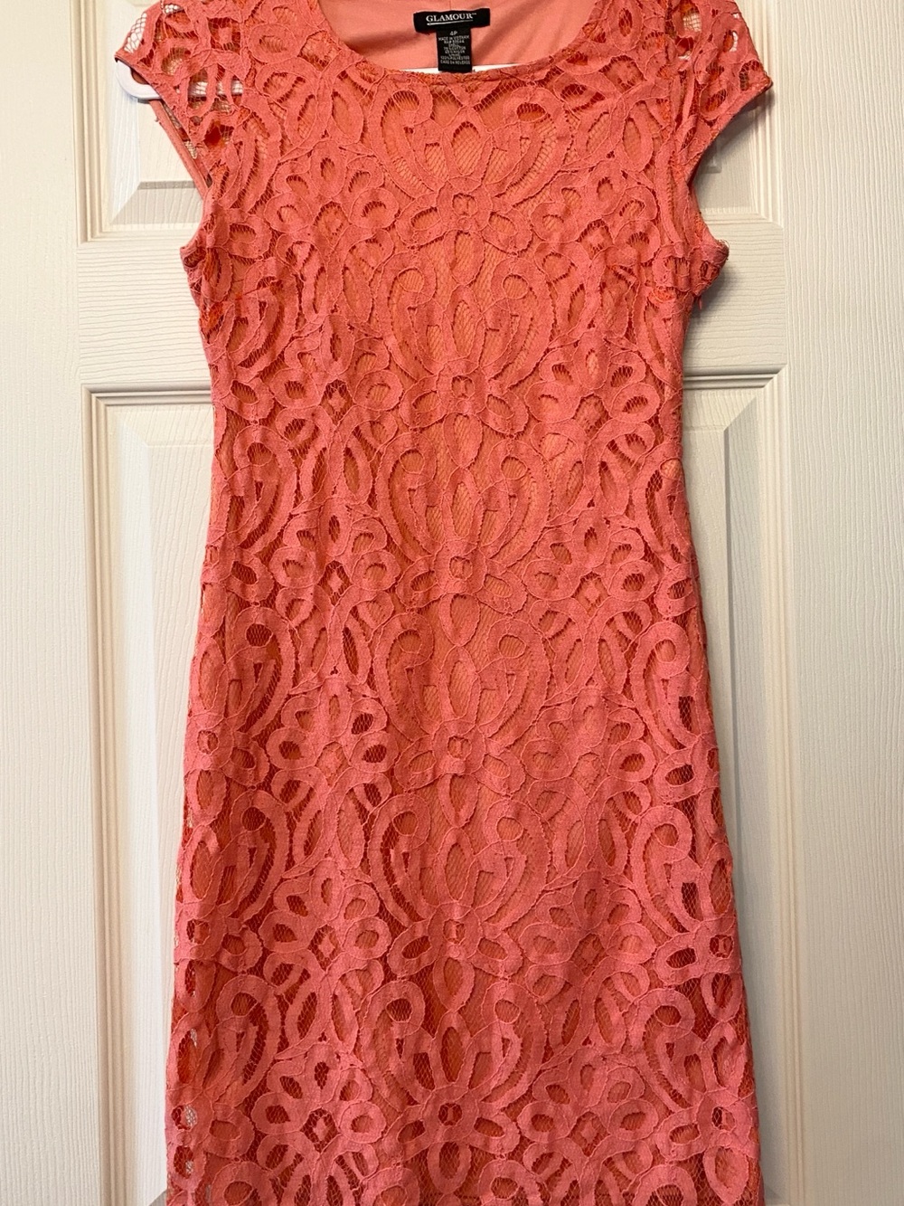 Glamour Coral Lace Midi Dress